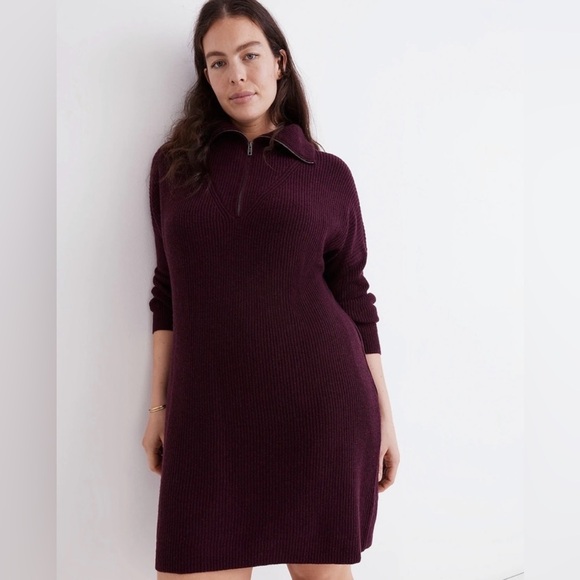 Madewell Ribbed Half-Zip Sweater Dress - Picture 2 of 7